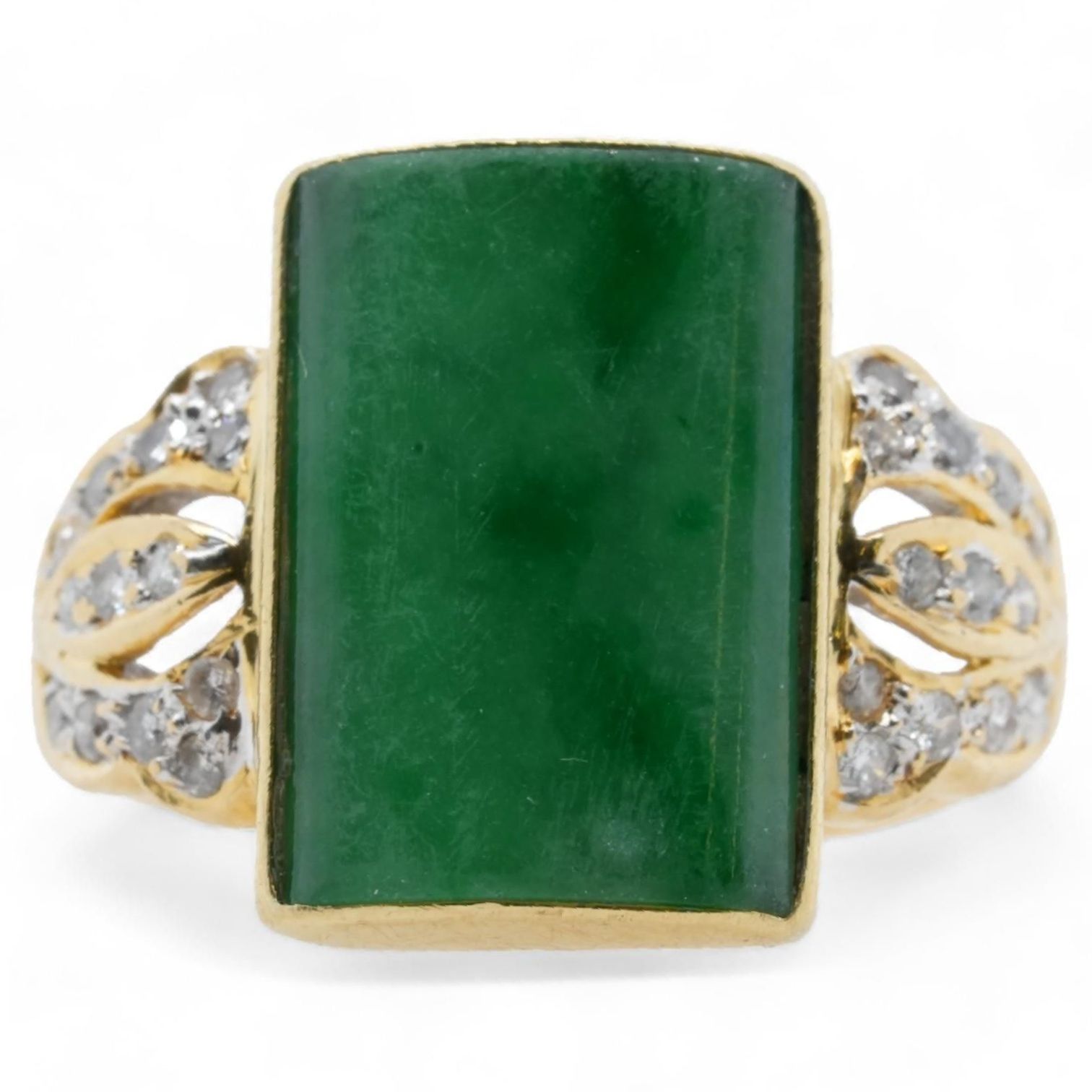 Size 9 Vintage Gold Toned Authentic outlets Jade CZ Ring Missing 1 Stone