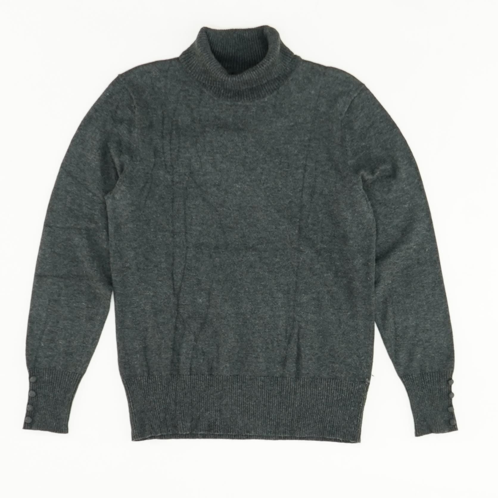 Gray Solid Turtleneck Sweater