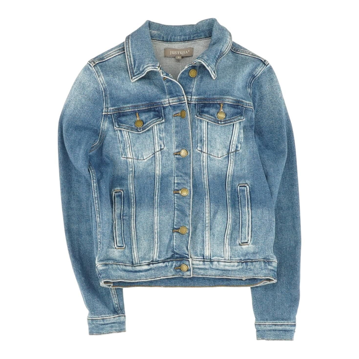 Blue solid 2025 denim jacket