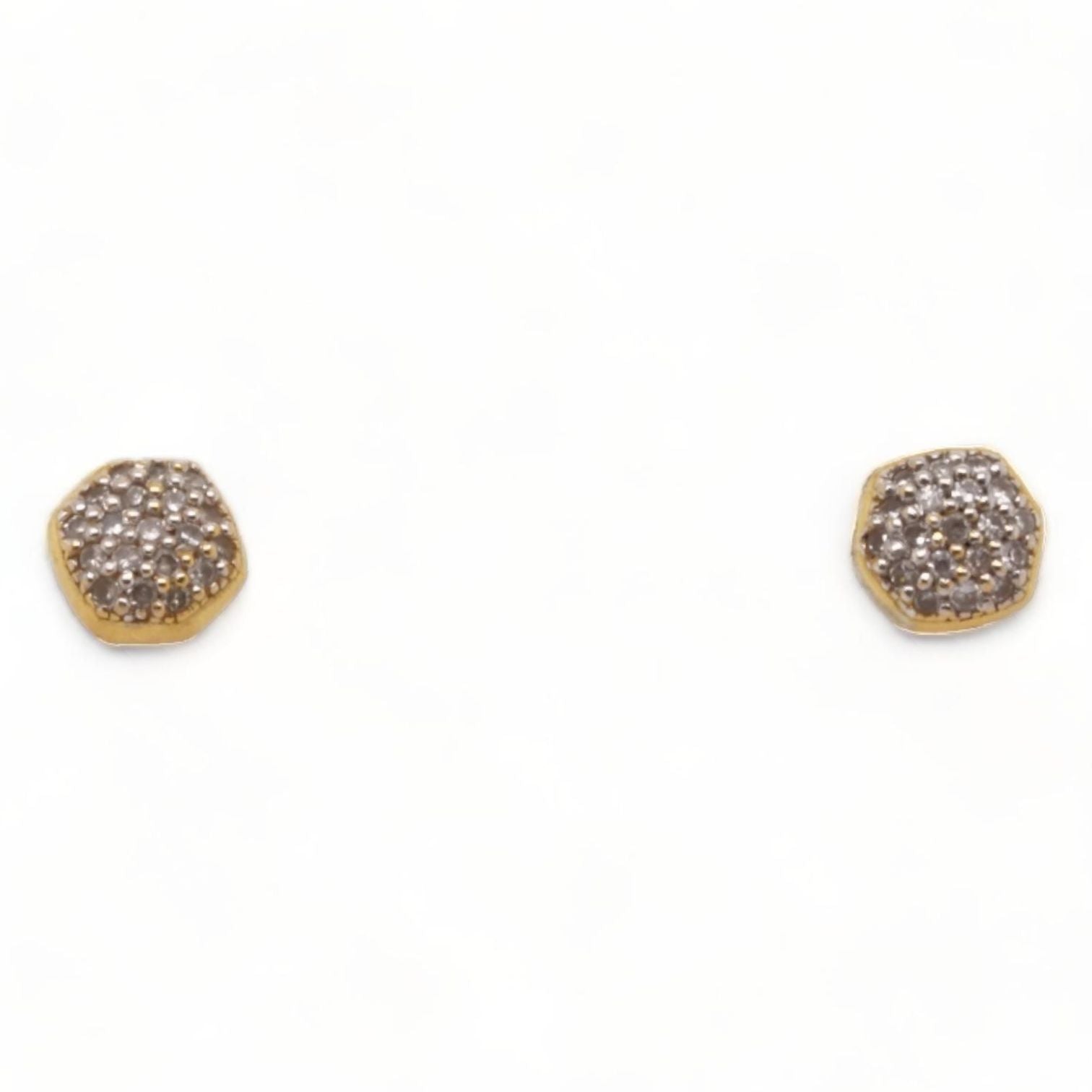 Davie 18k Gold Vermeil Pave Stud Earrings in White Diamond