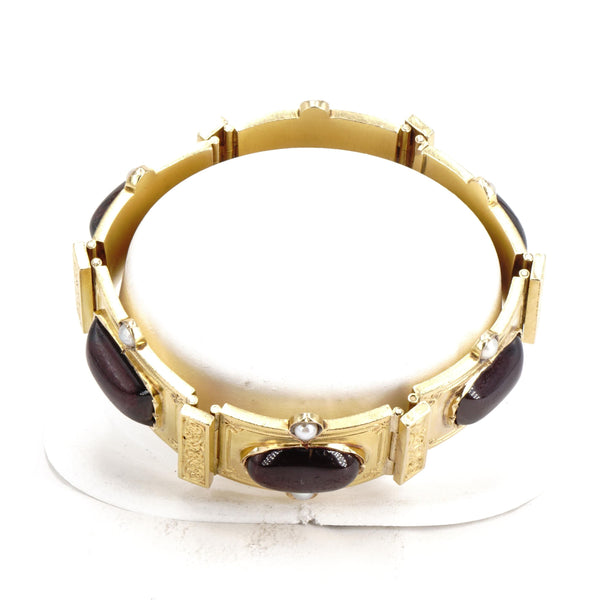 Color Blossom Open Bangle, Yellow Gold, White Gold, Onyx And Diamonds -  Jewelry - Categories