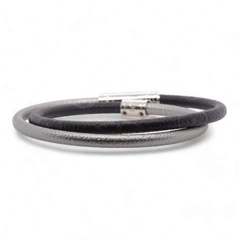 Louis Vuitton Sign It Damier Leather Silver Tone Double Wrap Bracelet Louis  Vuitton