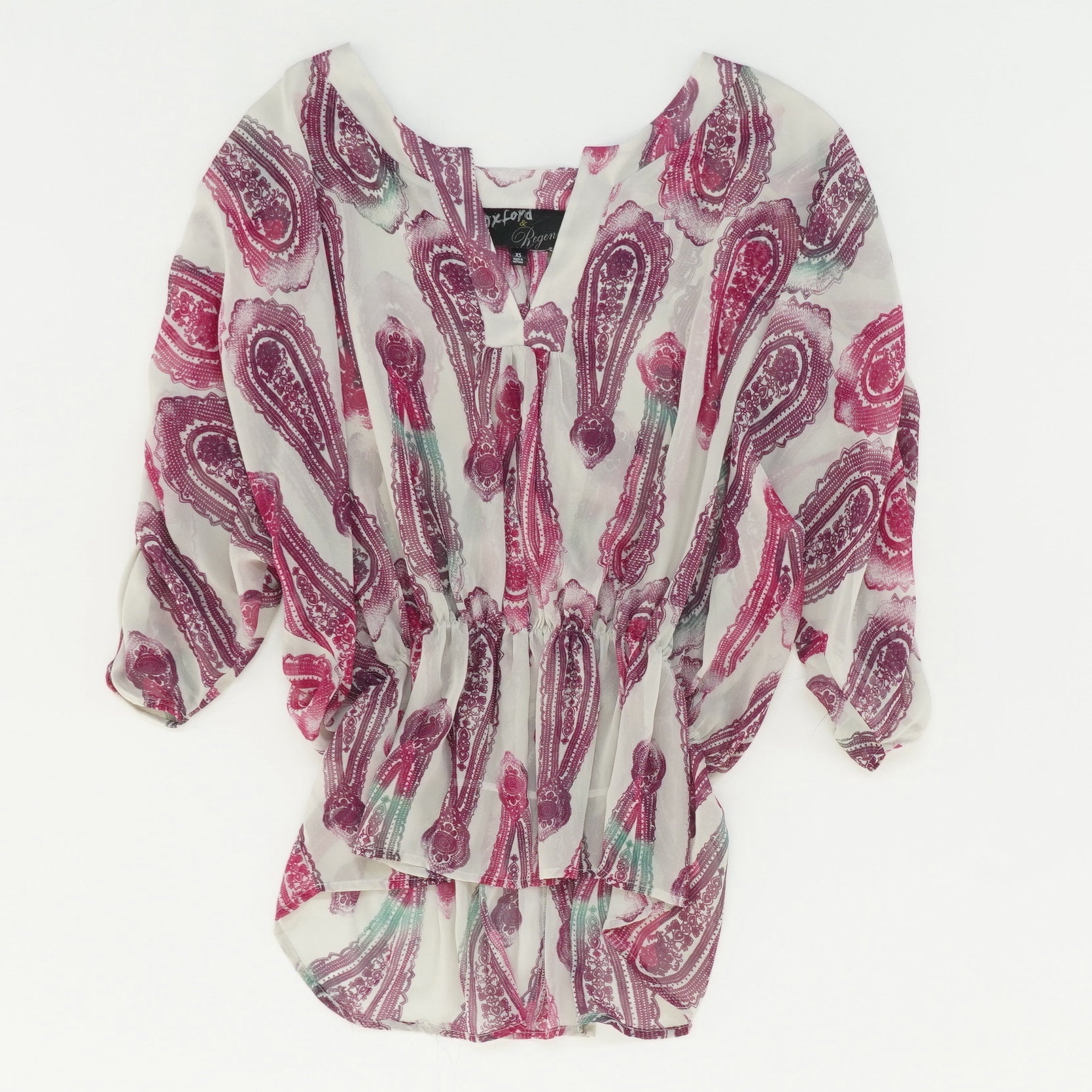 Sheer Dolman Sleeve Printed Blouse