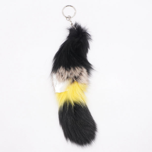 Fashionable Black Fox Tail Fur Keychain Bag Charm