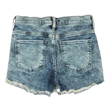 Blue Solid Denim Shorts