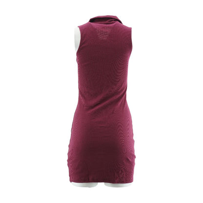 Burgundy Solid Midi Dress