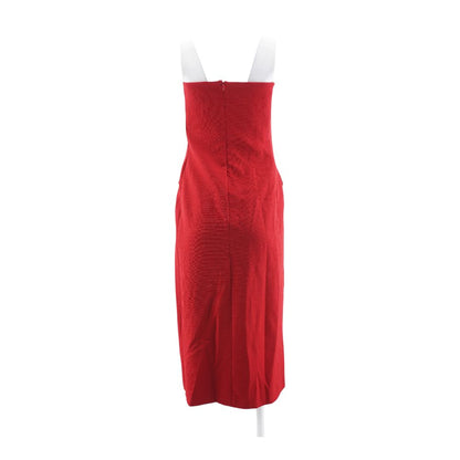 Red Solid Midi Dress