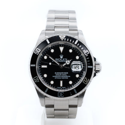 Men's Oyster Perpetual Date Submariner With Black Dial Stainless Steel Watch