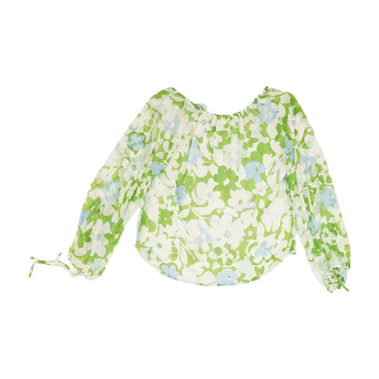 Green Floral Long Sleeve Blouse