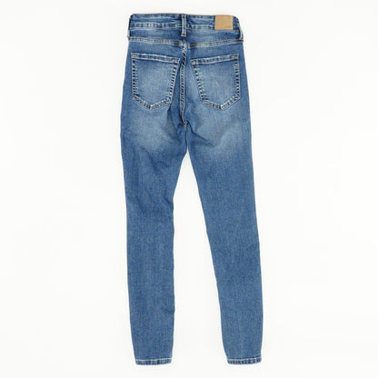 Blue Solid High Rise Skinny Leg Jeans