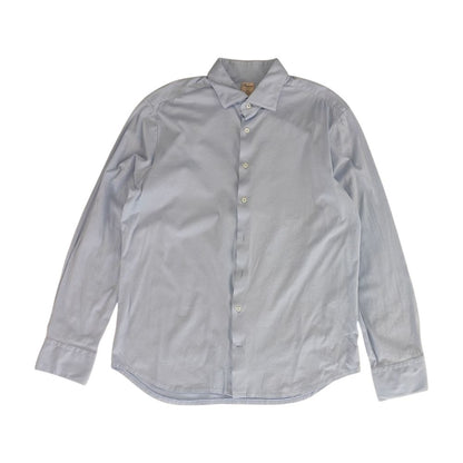 Blue Solid Long Sleeve Button Down