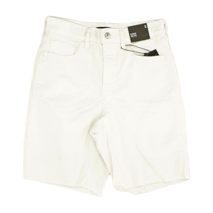 White Solid Denim Shorts