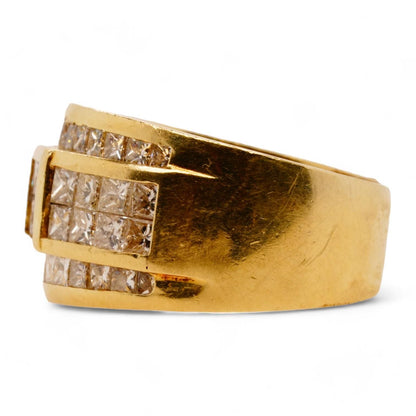 14K Gold Square Diamond Pave Wide Band