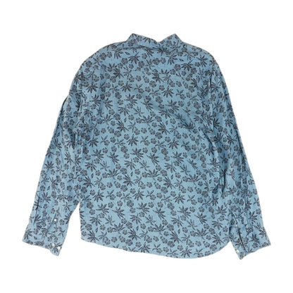 Blue Floral Long Sleeve Button Down