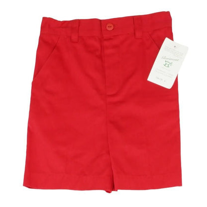 Red Solid Chino Shorts