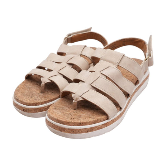 Beige Wedged Sandals