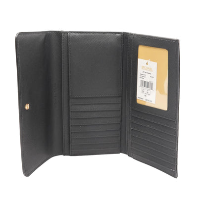 Black Leather Jet Set Continental Wallet