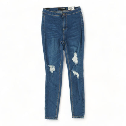 Blue Solid High Rise Skinny Leg Jeans