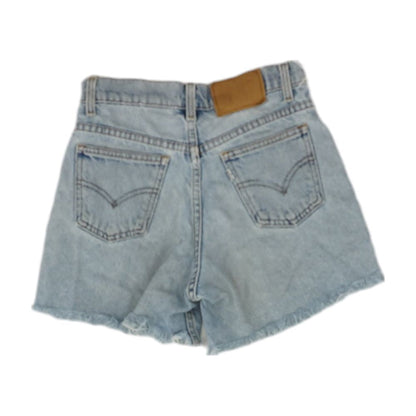 Blue Solid Denim Shorts