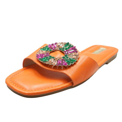 Orange Casual Slide Sandals