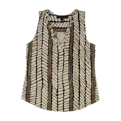 Beige Graphic Sleeveless Blouse