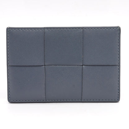 Gray Leather Intreccio Cassette Cardholder Wallet