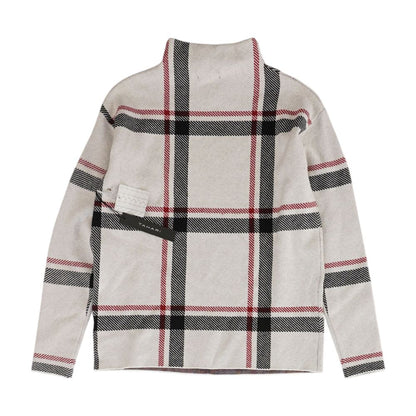 White Plaid Mockneck Sweater