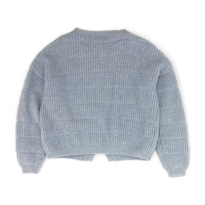 Blue Solid Cardigan Sweater