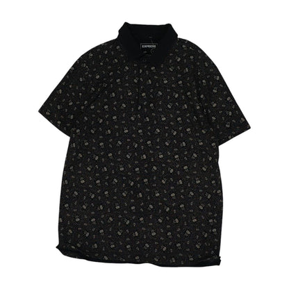 Black Floral Short Sleeve Polo