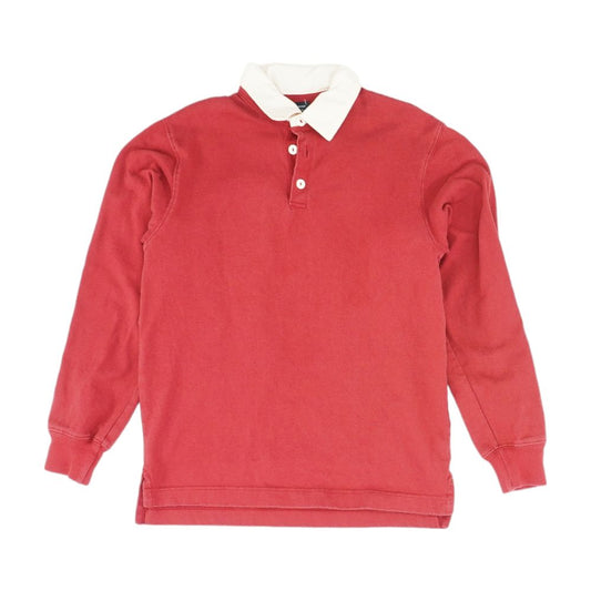 Red Solid Long Sleeve Polo