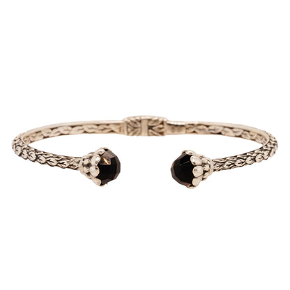 Sterling Silver Cuff Bracelet With Onyx Accents