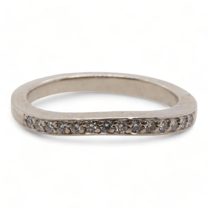 14K White Gold Round Diamond Contour Band