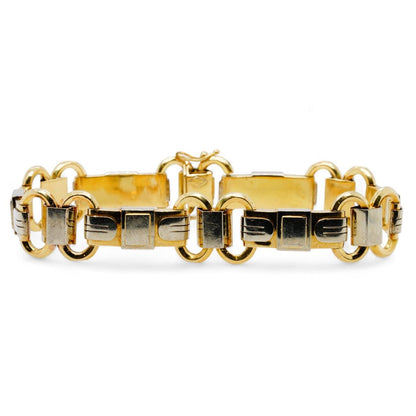 18K Two Tone Gold Fancy Horse Bit Link Bracelet