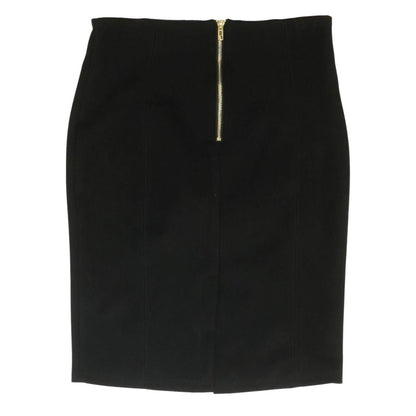 Black Solid Midi Skirt