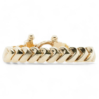 14K Gold Curved Chevron Link Bracelet