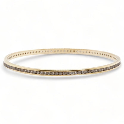 18K Gold Clear Stone Solid Bangle Bracelet