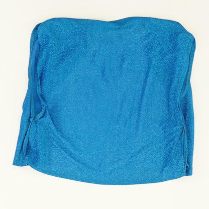 Vintage Metallic Cropped Shawl in Blue