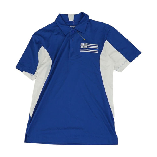 Blue Color Block Short Sleeve Polo