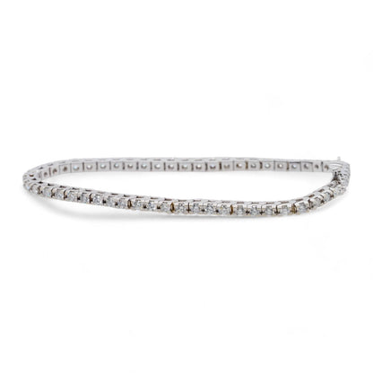 14K White Gold Round Diamond Line Bracelet