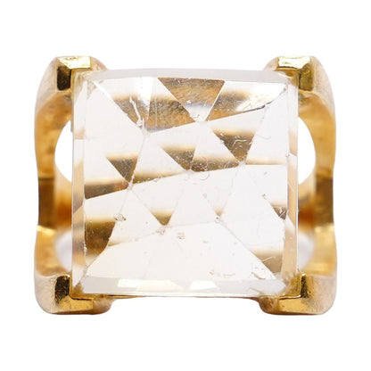 22K Gold Plated Brass Plaza Quartz Cocktail Ring