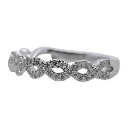 14K White Gold Braided Diamond Band