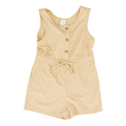 Beige Solid Romper