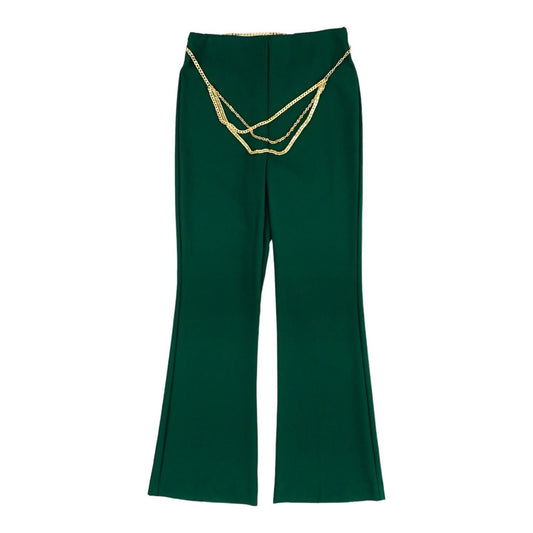 Green Solid Dress Pants
