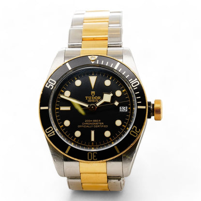 Men's Two Tone Heritage Black Bay Automatic Stainless Steel Watch