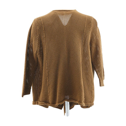 Brown Solid Cardigan Sweater