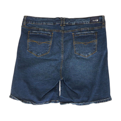 Blue Solid Denim Shorts