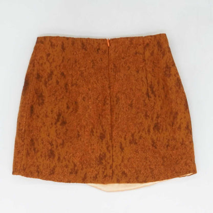 Orange Solid Mini Skirt