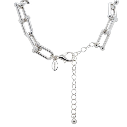 Silver Tone U Link Necklace