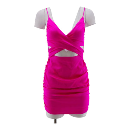 Neon Pink Solid Mini Dress