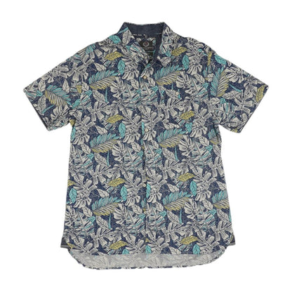 Black Tropical Short Sleeve Button Down